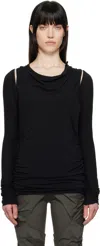 Open Yy Black Convertible Bolero T-shirt In Black