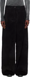 Open Yy Black Corduroy Wide-leg Trousers In Black