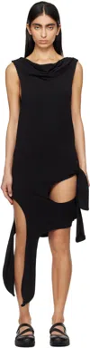 Open Yy Black Deconstructed Minidress In Black