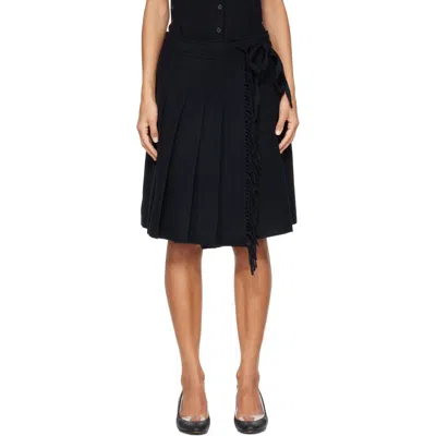 Open Yy Black Fringed Wrap Mini Skirt