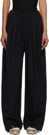 Open Yy Black Full Gather Trousers In Black
