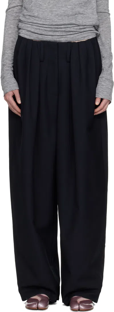 Open Yy Black Full Gather Trousers