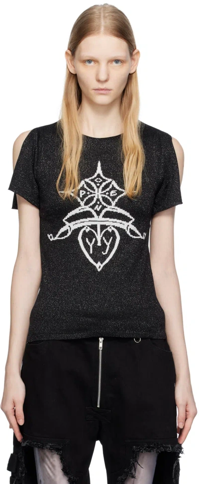 Open Yy Black Jacquard T-shirt