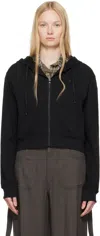 Open Yy Casual Zip-up Hoodie In Black