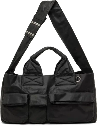 Open Yy Black Oil Skin Venti Satchel