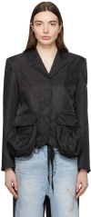 Open Yy Black Patch Pocket Jacket In Black