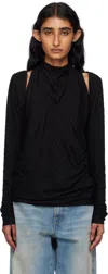 Open Yy Black Pleats Convertible Bolero Top In Black