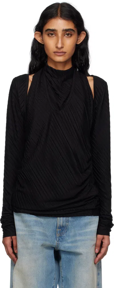 Open Yy Black Pleats Convertible Bolero Top