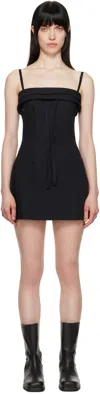 Open Yy Black Rolled Minidress In Black