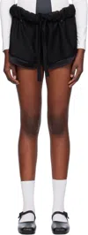 Open Yy Black Rolled Waist Mini Shorts In Black