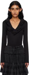 Open Yy Ruffled Bodysuit In Black