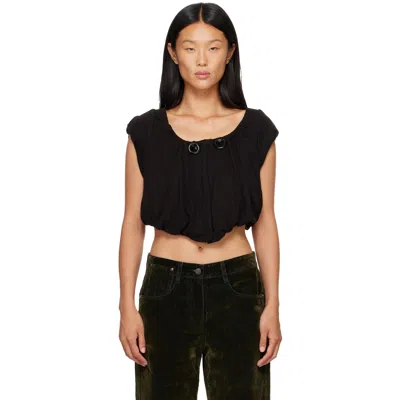 Open Yy ブラック Shirred ジャージ ベスト In Black