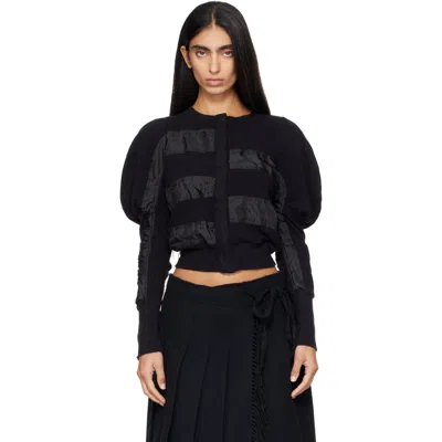 Open Yy Black Slouchy Puff Panel Cardigan