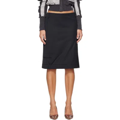 Open Yy Black Tailored Trouser Midi Skirt