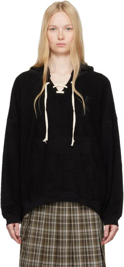 Open Yy Black Terry Lace-up Hoodie