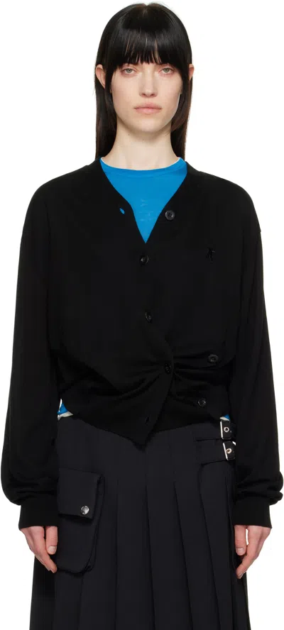 Open Yy Black Twisted Placket Cardigan