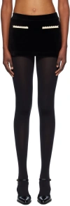 Open Yy Black Velvet Picot Miniskirt In Black