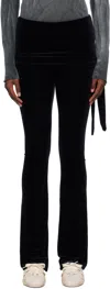 Open Yy Black Velvet Skirt Layered Lounge Pants In Black