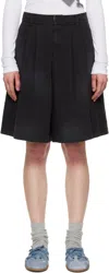 Open Yy Washed Bermuda Shorts In Black