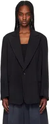 Open Yy Black Washed Blazer In Black