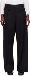 Open Yy Black Wrap-over Waist Trousers In Black