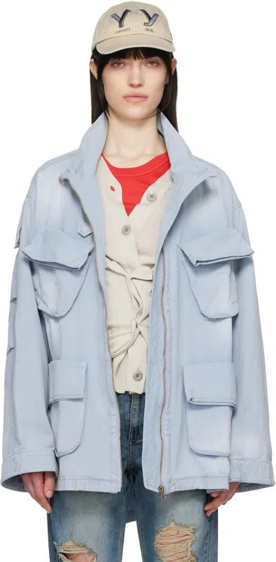 Open Yy Blue Cargo Pocket Field Jacket
