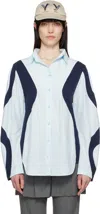 Open Yy Curved Patchwork Shirt In Blue