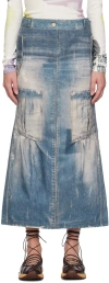 Open Yy Blue Jean Effect Denim Maxi Skirt In Denim Blue
