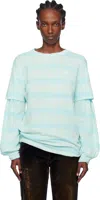 Open Yy Cotton Striped T-shirt In Blue