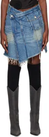 Open Yy Blue Wrap Denim Miniskirt In Blue