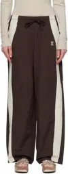 Open Yy Brown & Beige Yy Color Block Lounge Pants In Brown
