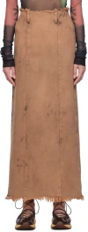 Open Yy Brown Dyed Denim Maxi Skirt In Brown