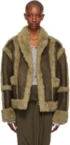 Open Yy Brown Paneled Faux-shearling Jacket In Brown