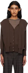 Open Yy Brown Sleeve Layered Cardigan In Brown