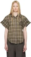Open Yy Wire Cuff Check Shirt In Brown