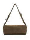 Open Yy Buckle-fastening Suede Bag In Brown