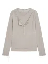 Open Yy Buttoned Layered T-shirt In Neutral