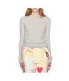 Open Yy Buttoned Layered T-shirt In Gray