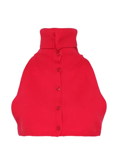 Open Yy Button-up Knit Collar In Red