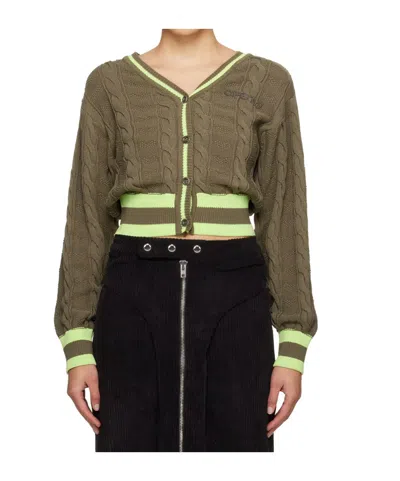 OPEN YY CABLE-KNIT CARDIGAN