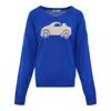 Open Yy Car Pattern Knitted Sweater In Blue
