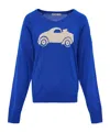 Open Yy Car Pattern Knitted Sweater In Blue