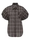 Open Yy Checked Short-sleeve Shirt In Gray