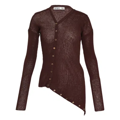 Open Yy Convertible Drape Cardigan In Brown