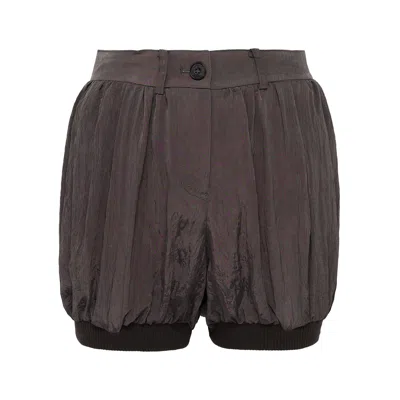 Open Yy Crinkled Gather Shorts In Black