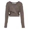 Open Yy Criss Cross Ribbed Pullover In Gray
