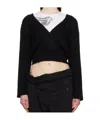 Open Yy Crisscross Ribbed Pullover Sweater In Black