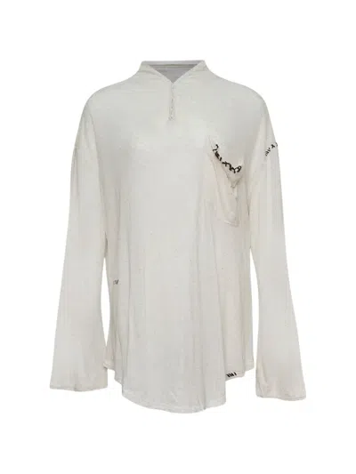 Open Yy Curved-hem T-shirt In Neutral