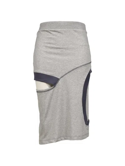 Open Yy Cutout Panelled Midi Skirt In Grey
