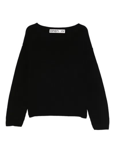 Open Yy Damaged Heart Sweater In Black